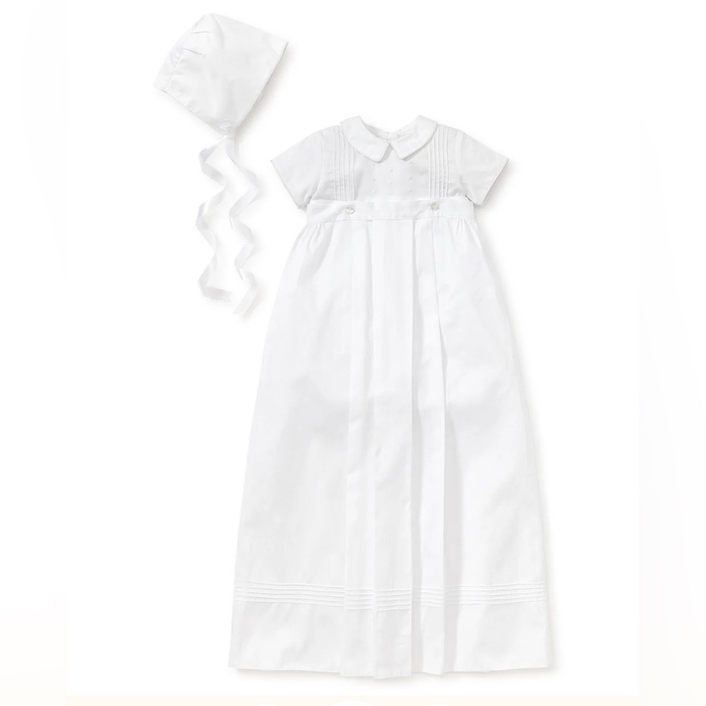 NWT kissy kissy Graham Christening Convertible Gown & Hat Set 3-6Months